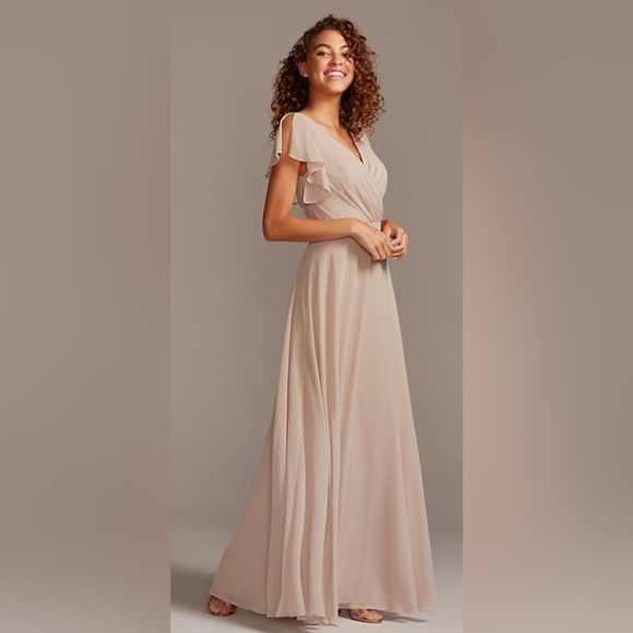 bridesmaid dress with flutter sleeve full skirt Flutter Sleeve Full Skirt Bridesmaid Dress